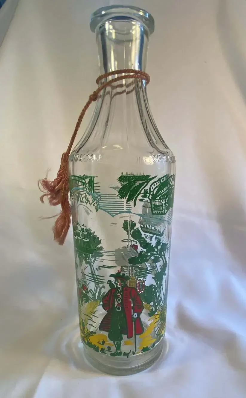 Vintage Kentucky Tavern Treasure Island Pirate Painted Glass Decanter Bottle